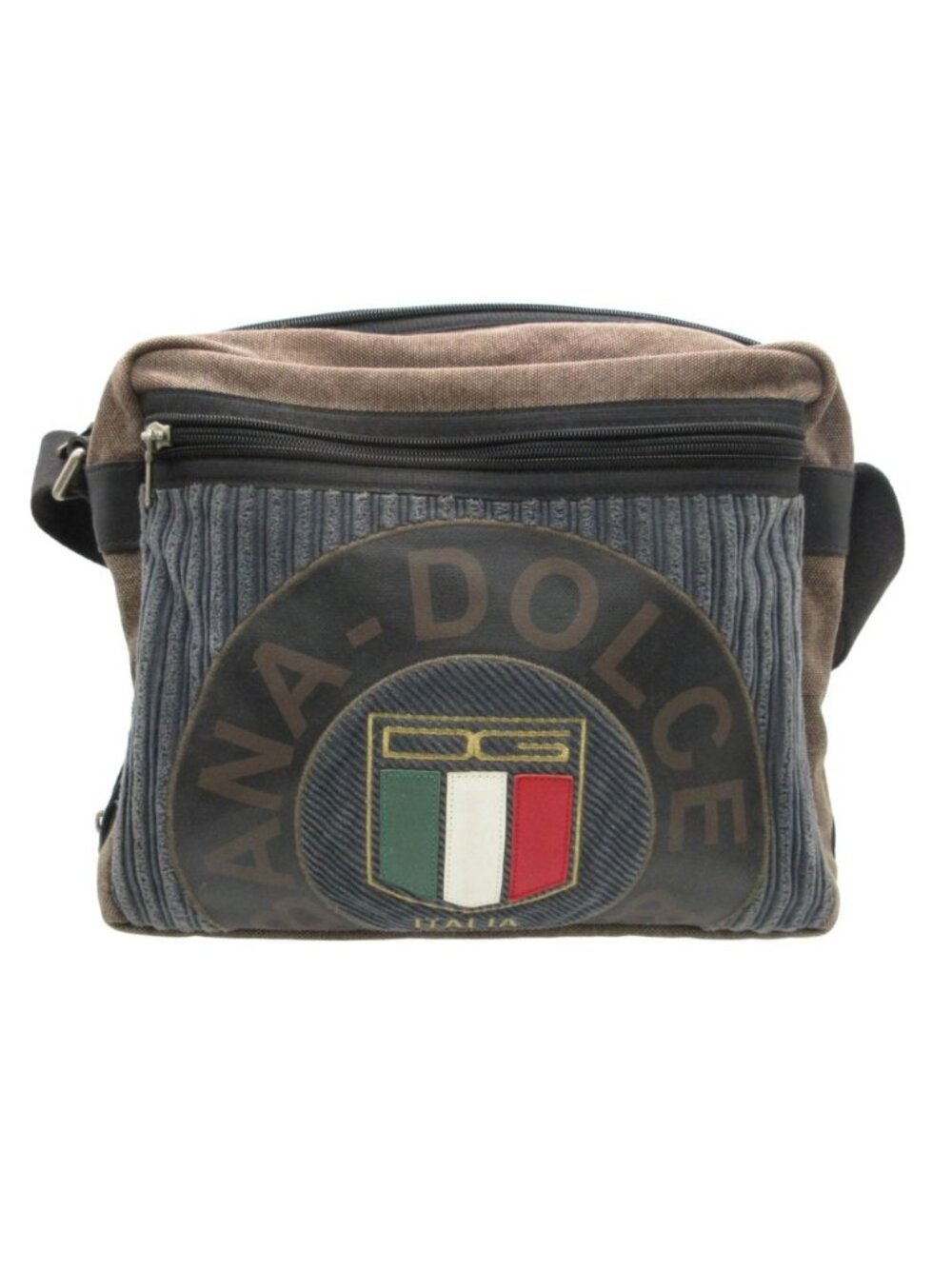 Dolce & Gabbana Shoulder Bag Logo Canvas Corduroy Purse with Extension Function